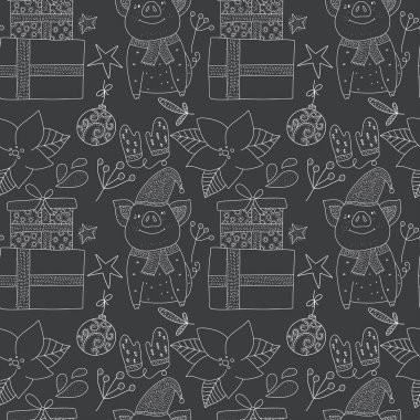 Noel vektör seamless modeli detaylı tatil resimler.