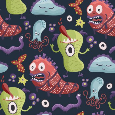 Sevimli çizgi canavarlar. Vektör,