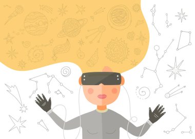 Sanal gerçeklik vektör kartı.