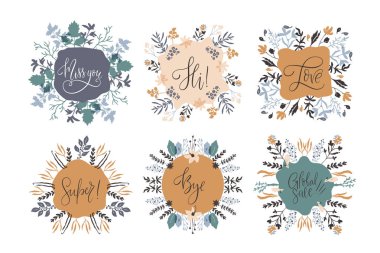 Soyut doğal çiçek çerçeve kümesi.