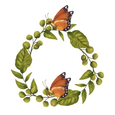 Bahçe böcekler kelebekler ile illüstrasyon.