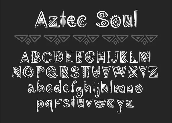 Alfabeto azteco tribale. Vettore . — Vettoriale Stock