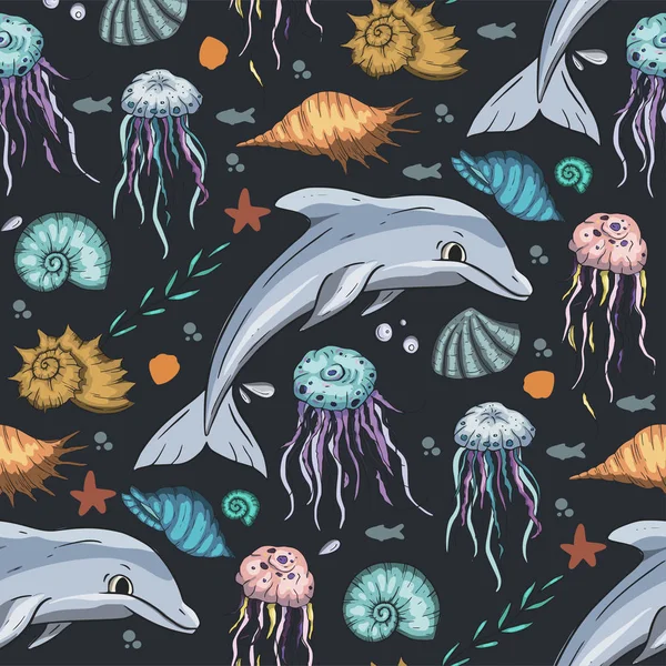 Sea seamless vector pattern. Stock Illustration