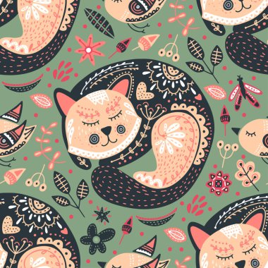 Kabile kedi sorunsuz vektör desen.