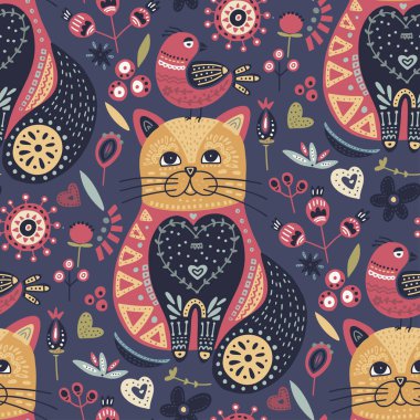 Kabile kedi sorunsuz vektör desen.