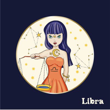 Zodyak Kız Vektör İşareti.