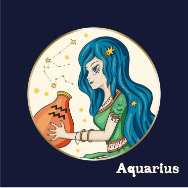 Zodyak Kız Vektör İşareti.