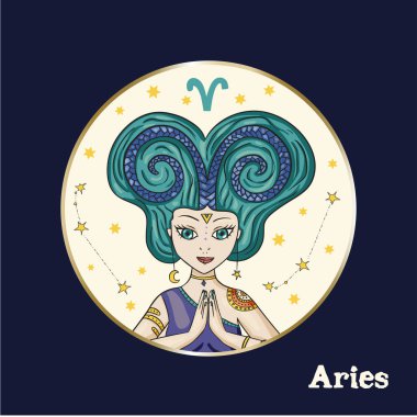 Zodyak Kız Vektör İşareti.