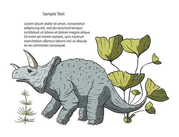 그것의 서식 지에 공룡 트리케라톱스. — 스톡 벡터