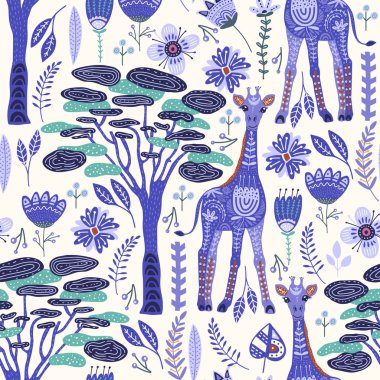 Çizgi film zürafayı vektör çizim.