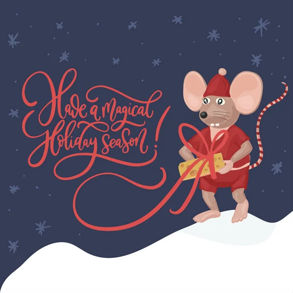 Ratón vector de Navidad. Dibujos animados ilustración . — Archivo Imágenes Vectoriales