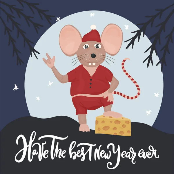Ratón vector de Navidad. Dibujos animados ilustración . — Archivo Imágenes Vectoriales