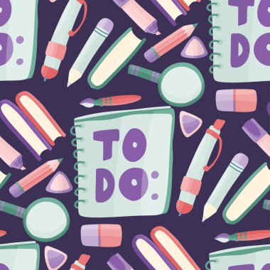 Düz bir tarzda Dikişsiz vektör okul deseni.