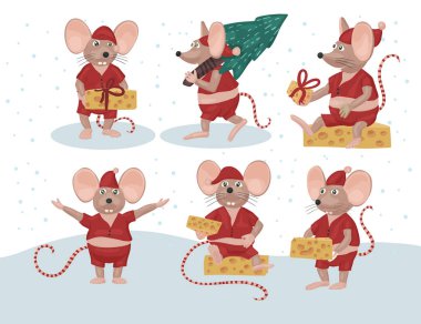 Noel vektör fare. Karikatür illüstrasyon.