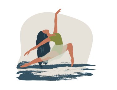 Soyut vektör illüstrasyon. Bale dansçısı kız afişi.