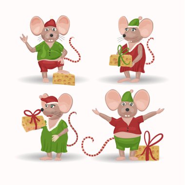 Noel vektör fare. Karikatür illüstrasyon.