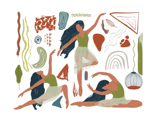 Soyut vektör illüstrasyon. Bale dansçıkız simge seti