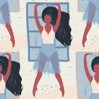 Soyut vektör illüstrasyon. Bale dansçısı kız.