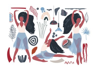 Soyut vektör illüstrasyon. Bale dansçıkız simge seti