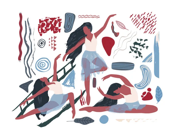 Soyut vektör illüstrasyon. Bale dansçıkız simge seti