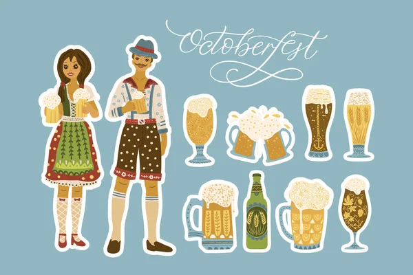 Bierfest-Vektorillustration. Oktoberfest — Stockvektor