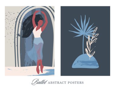 Abstract vector. Ballet dancer girl poster. clipart