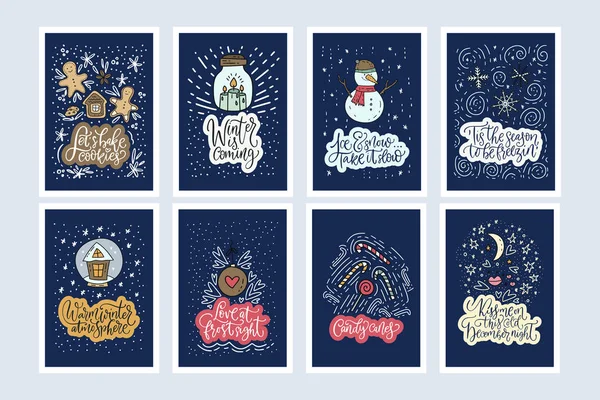 Christmas big vector card set. — ストックベクタ