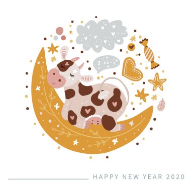 Noel çemberi inek kartı.