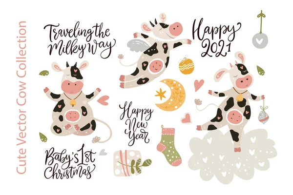 Vache de Noël vecteur clip art — Image vectorielle