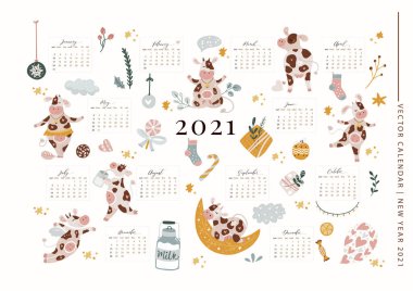 Noel sevimli inek vektörü