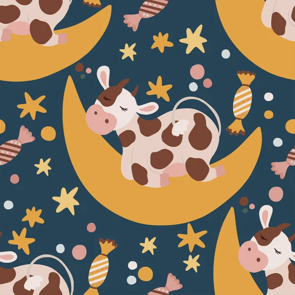 Natal bonito desenho animado vaca vetor —  Vetores de Stock
