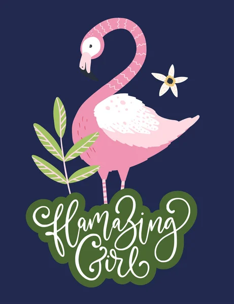 Tarjeta vector Flamingo. — Vector de stock