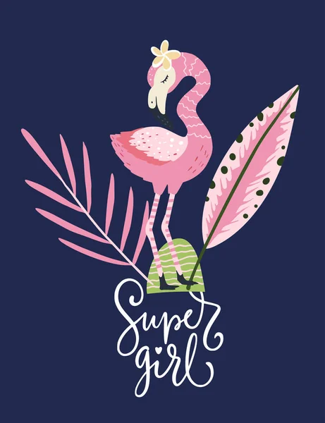 Tarjeta vector Flamingo. — Vector de stock