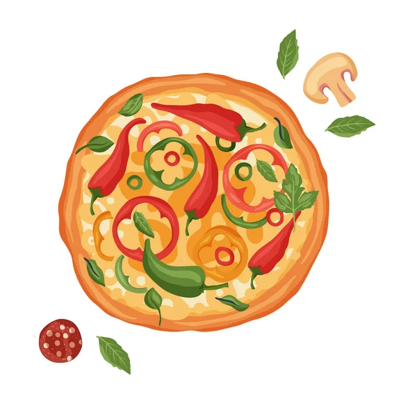 Cartoon Vector Pizza. — Stockový vektor