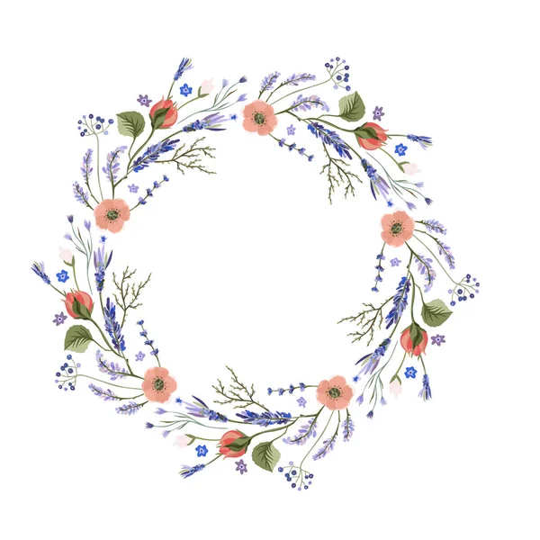 Lavender vector wreath. — Stock Vector