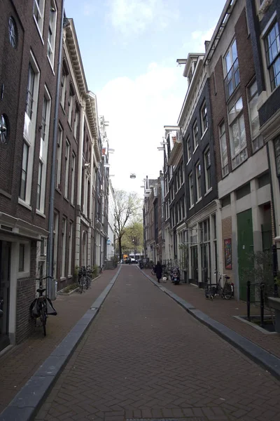 Мальовничий Вид Фасадів Старовинних Будинків Амстердамі Нідерланди — стокове фото