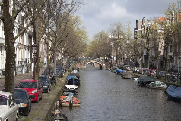 Vecchi Edifici Sul Canale Amsterdam Paesi Bassi — Foto Stock