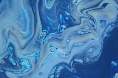 Arka plan için lekelenmiş mavi boyanın tam çerçeve görüntüsü