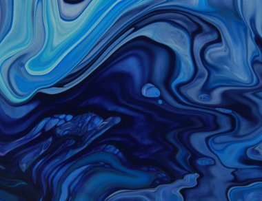 Arka plan için lekelenmiş mavi boyanın tam çerçeve görüntüsü