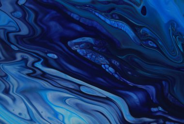 Arka plan için lekelenmiş mavi boyanın tam çerçeve görüntüsü