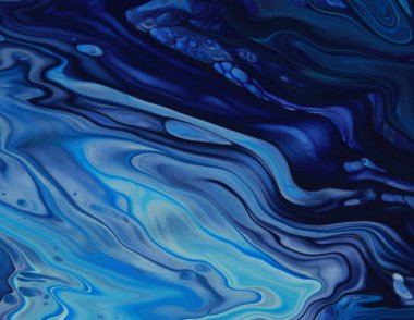 Arka plan için lekelenmiş mavi boyanın tam çerçeve görüntüsü