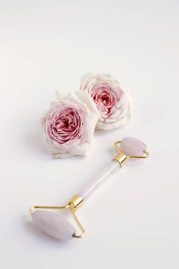 Çiçek açan güllerin güzelliği, tebrik kartı için doğa arka planı.