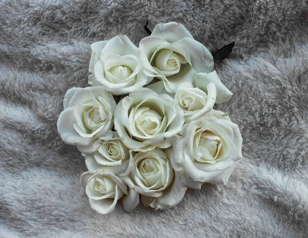 Gros Plan Bouquet Roses Blanches Intérieur Maison — Photo