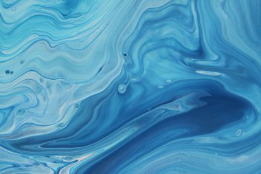 Arka plan için lekelenmiş mavi boyanın tam çerçeve görüntüsü