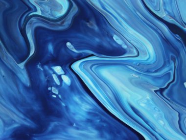 Arka plan için lekelenmiş mavi boyanın tam çerçeve görüntüsü