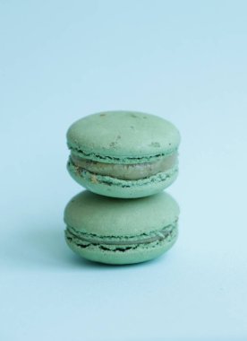 Fransız kurabiyeli tatlısına yakın çekim. Ticari yemek fotoğrafı kullanmaya hazır. Tatlı şekerleme yemek fotoğrafı.