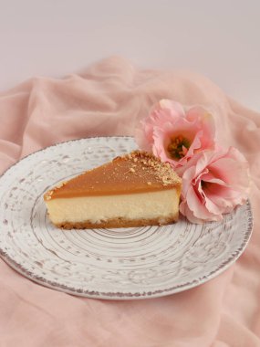Taze lezzetli cheesecake, yakın çekim.