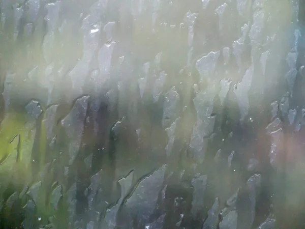 Hujan Jatuh Atas Kaca Pemandangan Kaca Selama Hujan — Stok Foto
