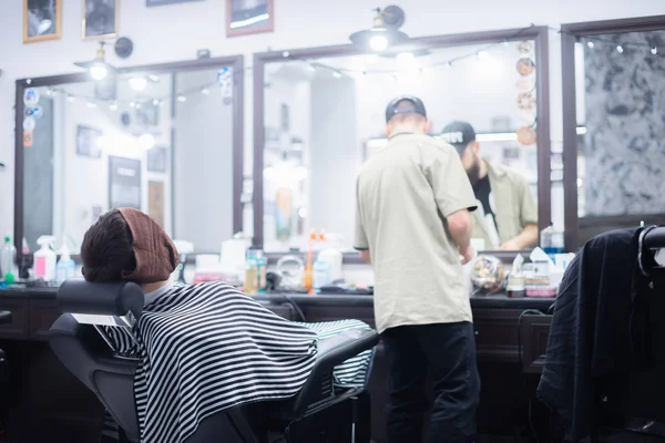 Processo Cortar Uma Barba Preparação Uma Barba Para Barbear — Fotografia de Stock