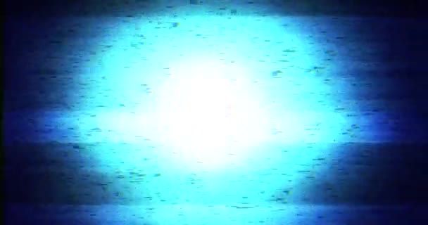 Glitch blu con un luminoso bagliore centrale. — Video Stock